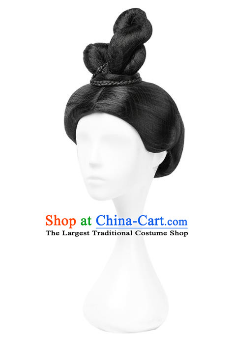 Chinese Ancient Palace Lady Headdress Tang Dynasty Court Woman Hairpieces Traditional Hanfu Dance Wigs Chignon