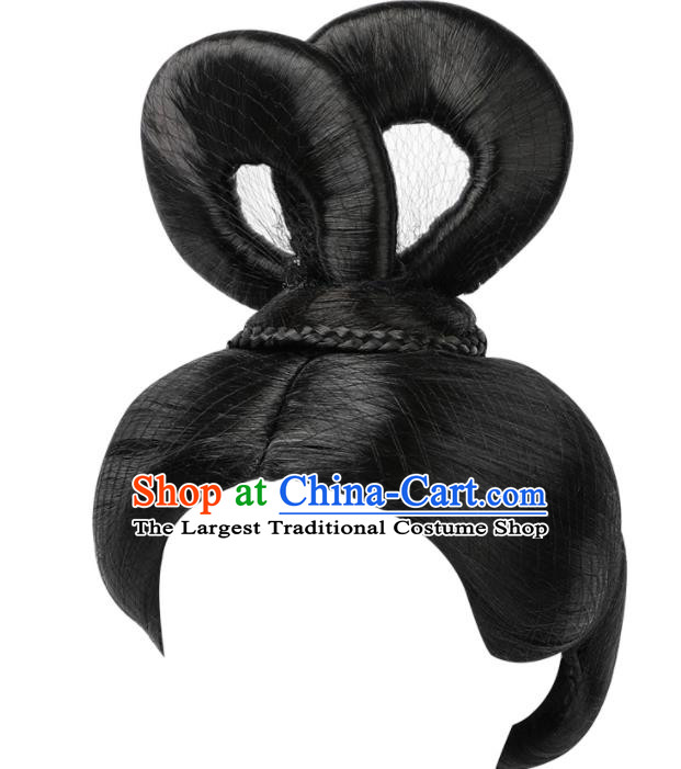 Chinese Traditional Hanfu Wigs Chignon Ancient Goddess Headdress Tang Dynasty Imperial Concubine Hairpieces
