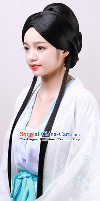 Chinese Ancient Court Beauty Headdress Han Dynasty Princess Hairpieces Traditional Hanfu Dance Cai Wei Wigs Chignon