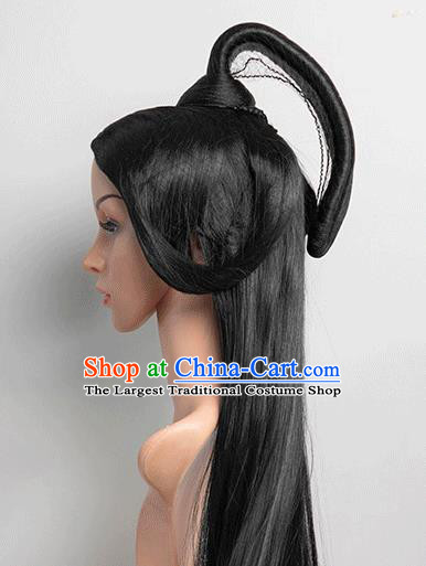 Chinese Han Dynasty Empress Hairpieces Traditional Hanfu Palace Woman Wigs Chignon Ancient Queen Wei Zifu Headdress