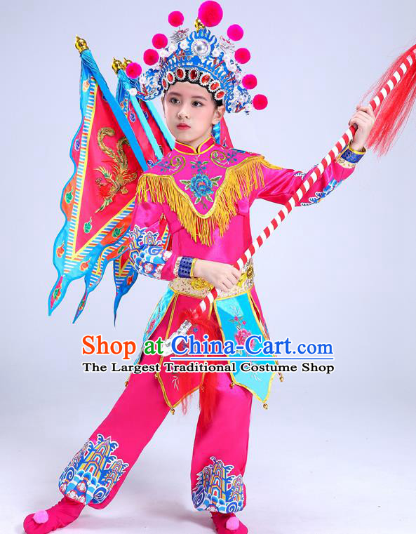 China Opera Dance Pink Outfits Children Classical Dance Costumes Girl Stage Performance Dancewear Peking Opera Blues Clothing