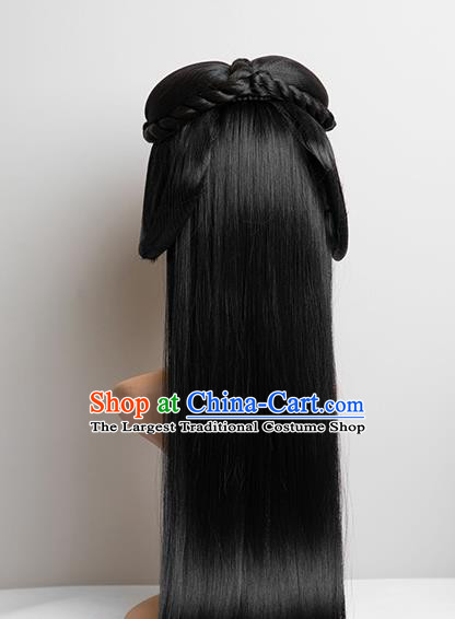 Chinese Ancient Palace Lady Headdress Song Dynasty Young Beauty Hairpieces Traditional Hanfu Cai Wei Dance Wigs Chignon