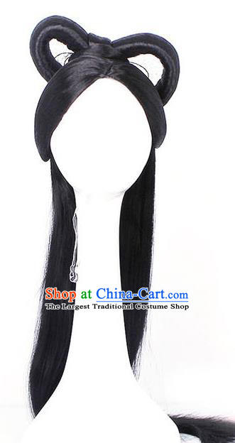Chinese Ming Dynasty Princess Hairpieces Traditional Hanfu Dance Wigs Chignon Ancient Fairy Headdress
