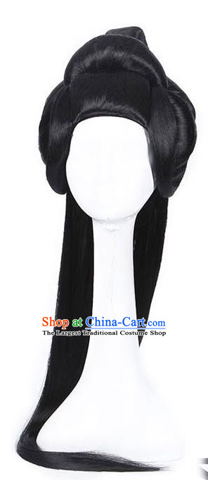 Chinese Ancient Fairy Headdress Jin Dynasty Princess Hairpieces Traditional Hanfu Young Beauty Wigs Chignon