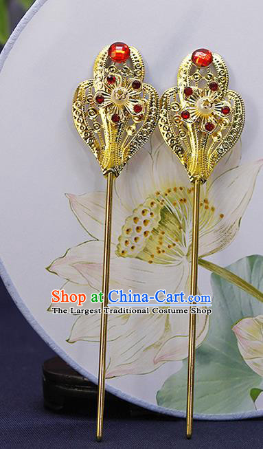 Chinese Ancient Empress Golden Hair Stick Tang Dynasty Court Woman Hairpin Traditional Hanfu Hair Accessories