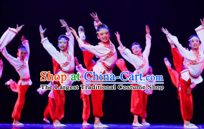 China Children Classical Dance Costumes Stage Performance Dancewear Opera Dance Clothing Facial Makeup Dance Outfits