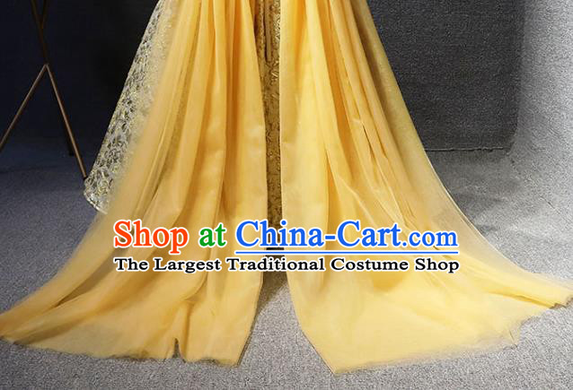 Top Girl Compere Performance Garment Catwalks Yellow Long Dress Christmas Formal Evening Wear Children Stage Show Clothing