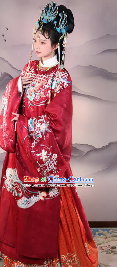 China Traditional Wedding Hanfu Dresses Ancient Imperial Consort Garment Costumes Ming Dynasty Court Woman Historical Clothing
