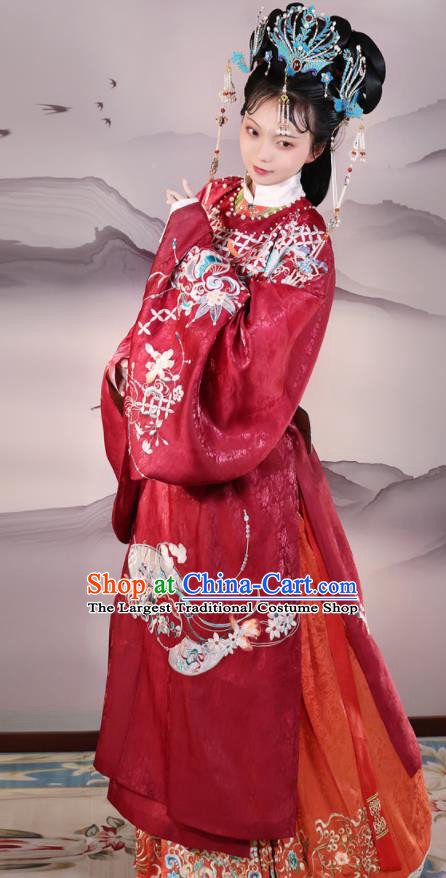 China Traditional Wedding Hanfu Dresses Ancient Imperial Consort Garment Costumes Ming Dynasty Court Woman Historical Clothing