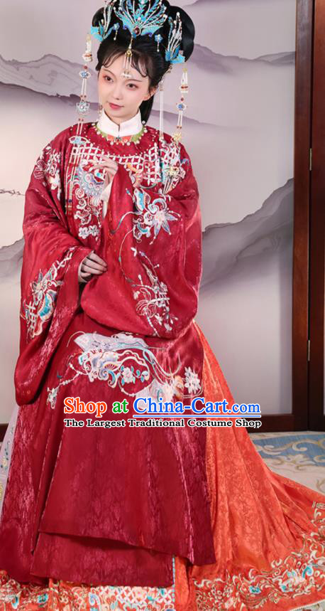 China Traditional Wedding Hanfu Dresses Ancient Imperial Consort Garment Costumes Ming Dynasty Court Woman Historical Clothing