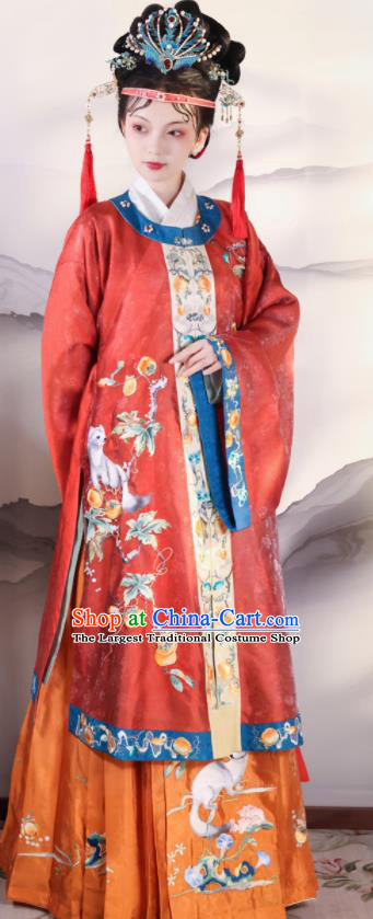 China Ming Dynasty Young Mistress Historical Clothing Traditional Hanfu Dresses Ancient Noble Woman Garment Costumes