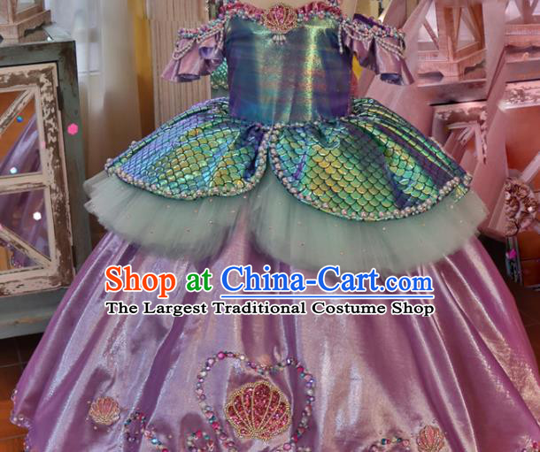 Top Girl Stage Show Formal Garment Catwalks Pink Satin Bubble Dress Christmas Princess Evening Wear Children Performance Clothing