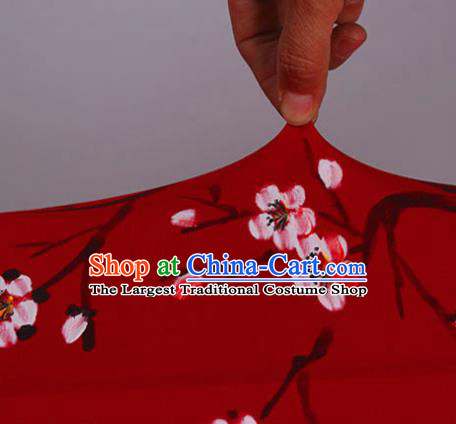 China Classical Red Cloth Lamp Traditional Festival Hanging Lanterns Hand Painting Plum Blossom Lantern