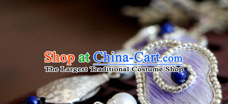 China Handmade Silver Ear Accessories Suzhou Embroidered Lilac Cloud Earrings National Cheongsam Ear Jewelry