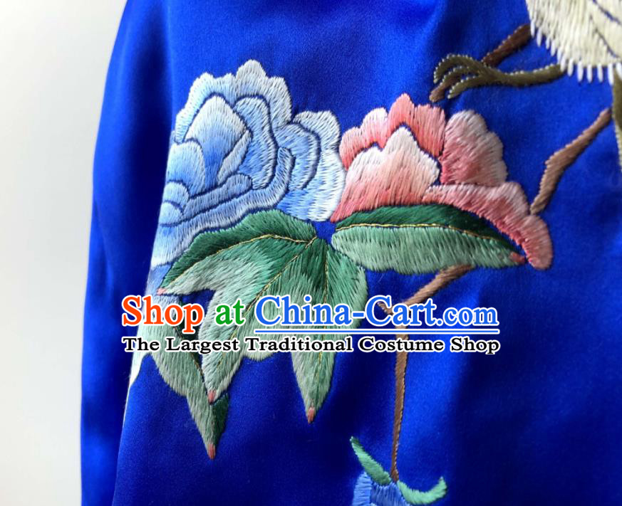 Chinese National Woman Undergarment Traditional Cheongsam Royalblue Silk Bellyband Clothing Suzhou Embroidered Peony Stomachers