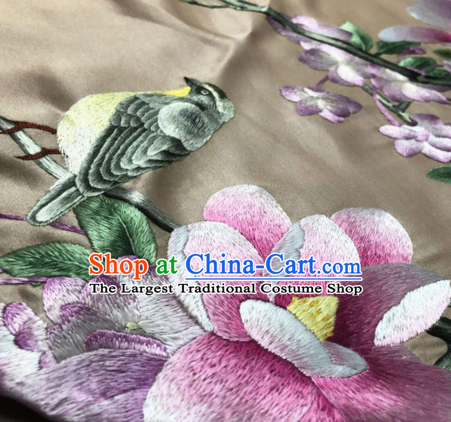 Chinese Suzhou Embroidered Mangnolia Bellyband Traditional Beige Silk Stomachers National Woman Undergarment