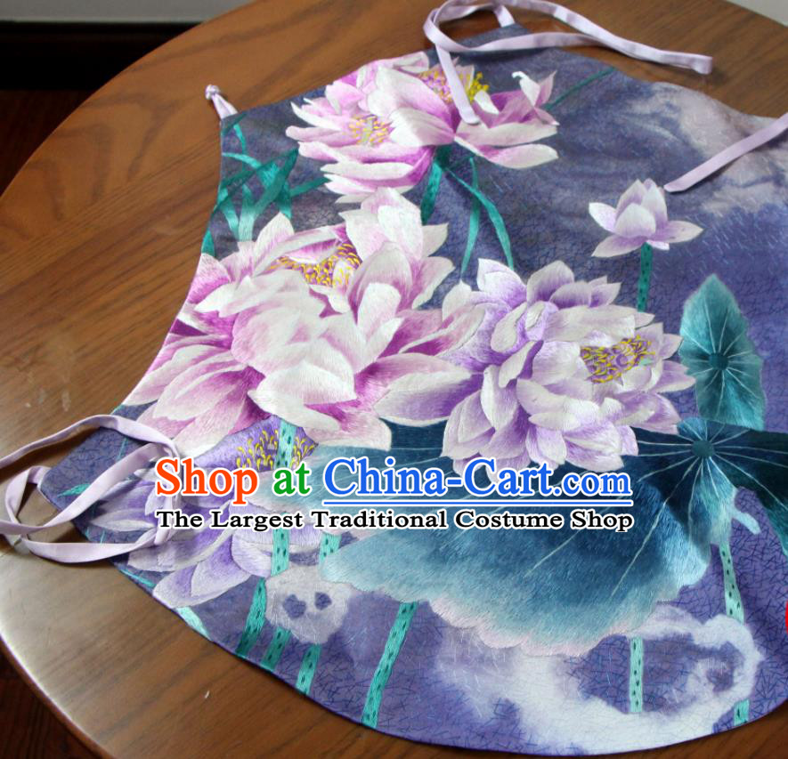 Chinese National Woman Undergarment Suzhou Embroidered Lotus Bellyband Traditional Purple Silk Stomachers Clothing