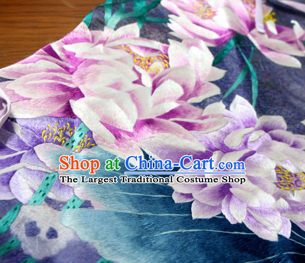 Chinese National Woman Undergarment Suzhou Embroidered Lotus Bellyband Traditional Purple Silk Stomachers Clothing