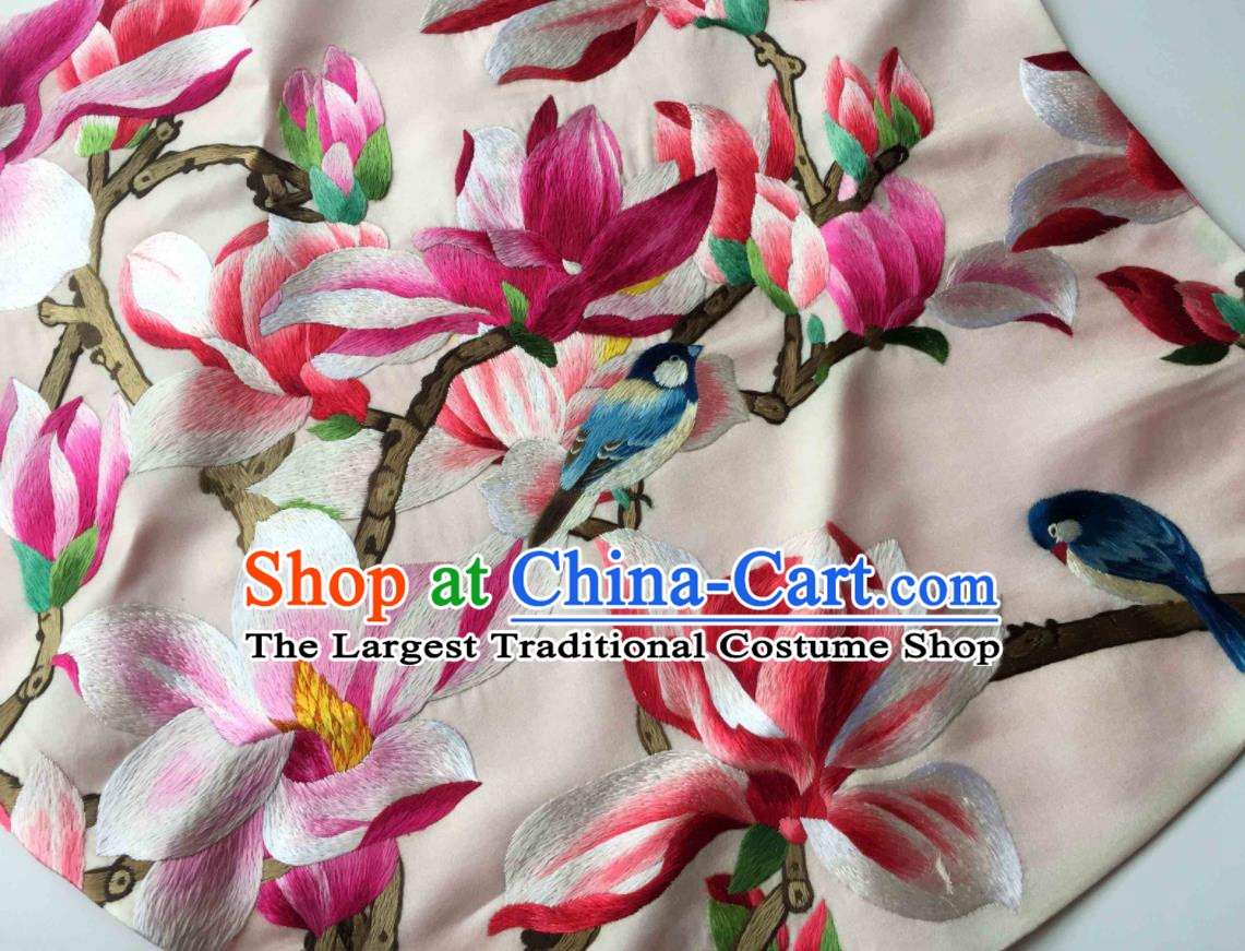 Chinese Traditional Light Pink Silk Stomachers Clothing National Woman Underwear Suzhou Embroidered Mangnolia Bellyband