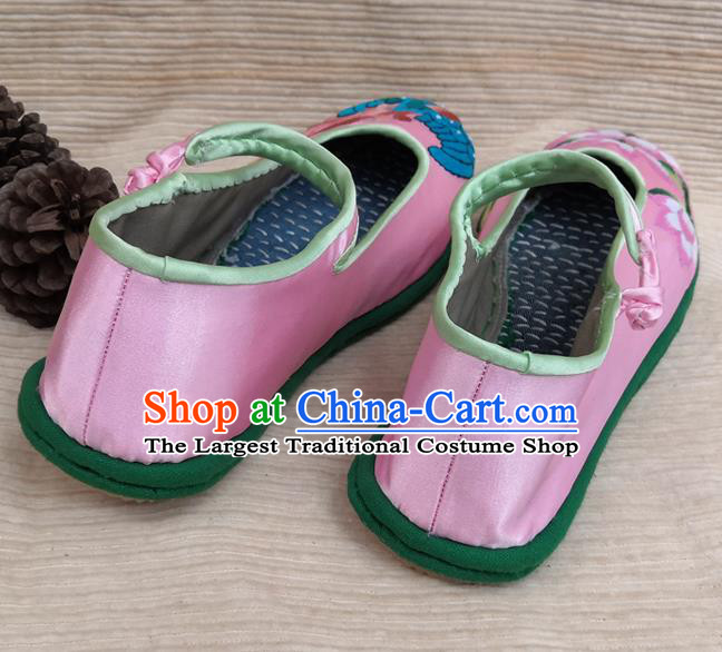 China Yunnan Embroidered Lotus Shoes Wedding Bride Shoes Handmade Ethnic Dance Shoes National Woman Pink Cloth Shoes