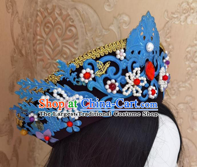 China Handmade Qing Dynasty Imperial Concubine Hair Crown Traditional Court Headdress Ancient Court Woman Hat Headwear