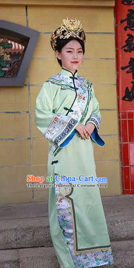 Chinese Qing Dynasty Imperial Consort Clothing Ancient Court Woman Light Green Dress Drama Empresses in the Palace Garment Costumes