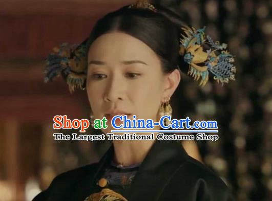 Chinese Handmade Cloisonne Phoenix Hairpins Traditional Qing Dynasty Court Hair Accessories Ancient Imperial Consort Hair Stick