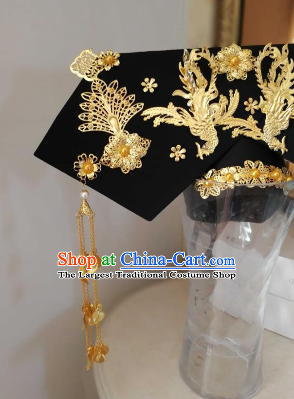 China Handmade Qing Dynasty Princess Hair Crown Traditional Empresses in the Palace Court Headwear Ancient Palace Lady Great Wing Hat
