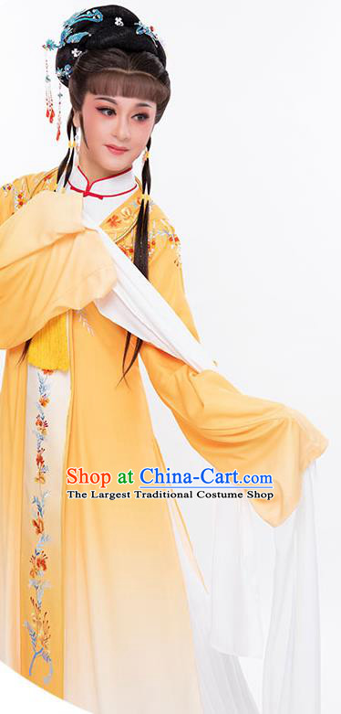 Chinese Yue Opera Diva Clothing Ancient Young Mistress Yellow Dress Beijing Opera Hua Tan Garment Costumes