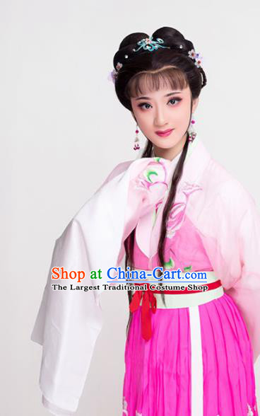 Chinese Beijing Opera Actress Garment Costumes Huangmei Opera Diva Clothing Ancient Goddess Marriage Pink Dress