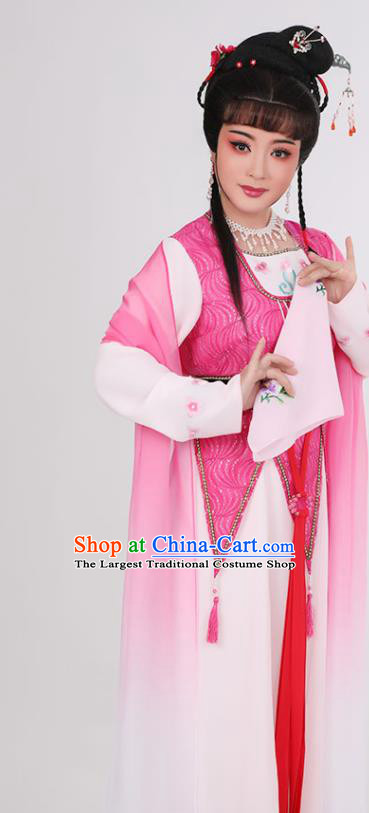 Chinese Ancient Country Lady Rosy Dress Beijing Opera Hua Tan Garment Costumes Yue Opera Actress Clothing