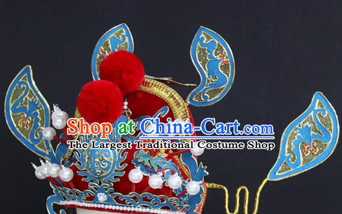 Chinese Traditional Beijing Opera Official Headwear Peking Opera Hell King Hat Opera Zhong Kui Helmet Headpiece