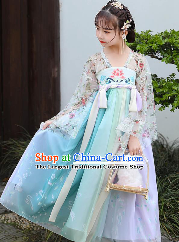 China Traditional Dance Clothing Children Hanfu Dress Ancient Girl Fairy Fashion Costumes
