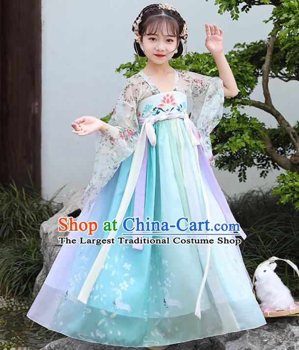 China Traditional Dance Clothing Children Hanfu Dress Ancient Girl Fairy Fashion Costumes