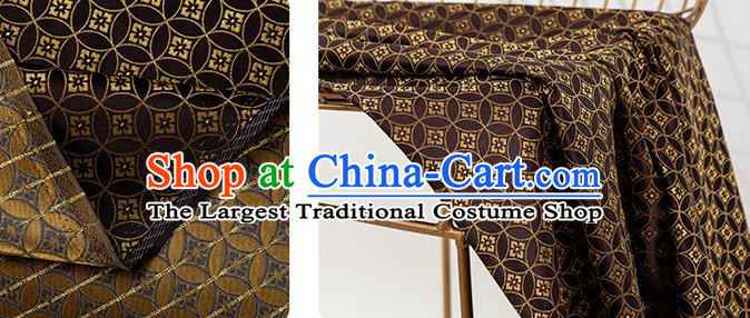 China Jacquard Tapestry Traditional Tang Suit Fabric Brown Copper Pattern Brocade Material Hanfu Silk Damask