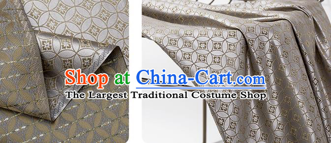 China Hanfu Silk Damask Jacquard Tapestry Traditional Tang Suit Fabric Grey Copper Pattern Brocade Material