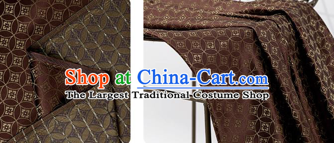 China Traditional Hanfu Fabric Dark Red Copper Pattern Brocade Material Tang Suit Silk Damask Jacquard Tapestry