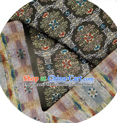 China Jacquard Textile Tapestry Traditional Hanfu Satin Fabric Classical Pattern Black Brocade Material Tang Suit Silk Damask