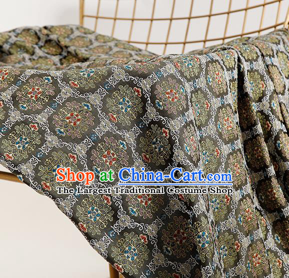 China Jacquard Textile Tapestry Traditional Hanfu Satin Fabric Classical Pattern Black Brocade Material Tang Suit Silk Damask