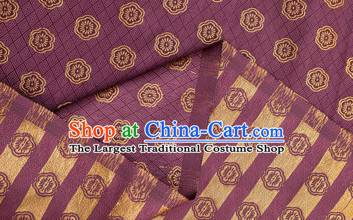 China Tang Suit Silk Damask Jacquard Satin Tapestry Traditional Cheongsam Textile Material Classical Plum Blossom Pattern Purple Brocade Fabric