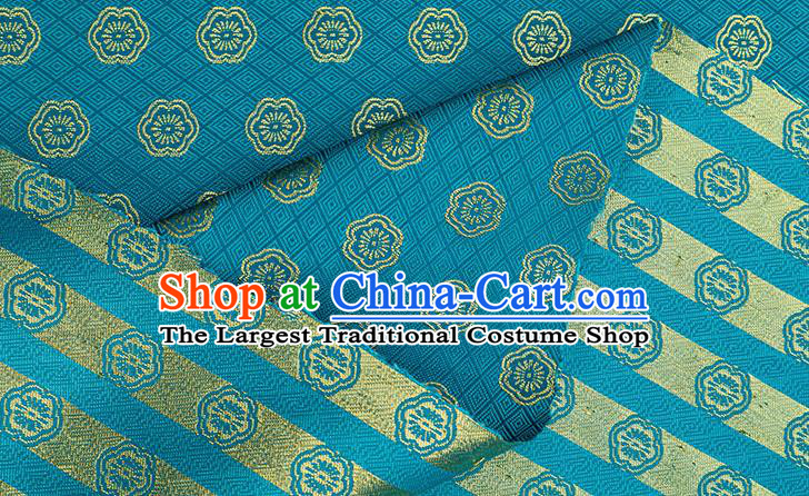 China Jacquard Tapestry Traditional Cheongsam Fabric Material Classical Plum Blossom Pattern Lake Blue Brocade Tang Suit Silk Damask