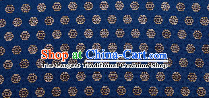 China Tang Suit Silk Damask Jacquard Tapestry Traditional Cheongsam Fabric Material Classical Plum Blossom Pattern Deep Blue Brocade