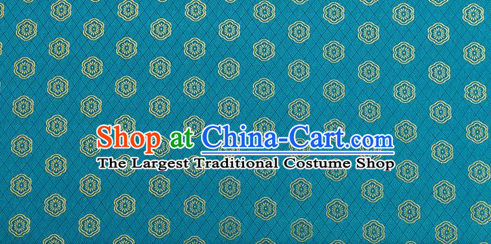 China Jacquard Tapestry Traditional Cheongsam Fabric Material Classical Plum Blossom Pattern Lake Blue Brocade Tang Suit Silk Damask