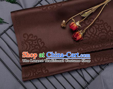 China Traditional Mongolian Robe Silk Fabric Classical Lucky Pattern Brown Brocade Tang Suit Damask Jacquard Tapestry