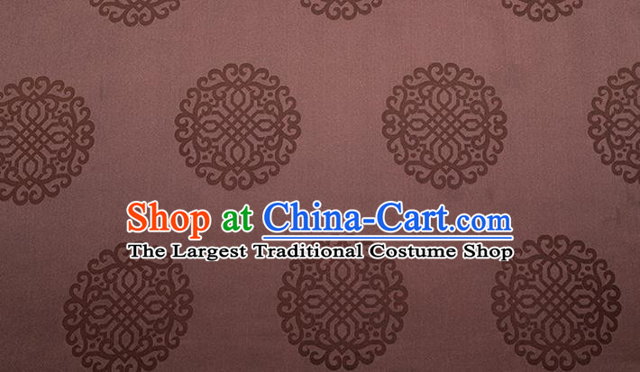 China Traditional Mongolian Robe Silk Fabric Classical Lucky Pattern Brown Brocade Tang Suit Damask Jacquard Tapestry