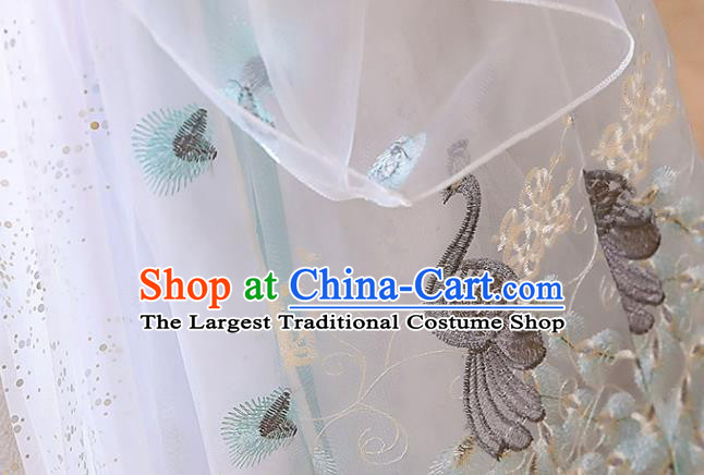 China Children Stage Show Garment Costumes Traditional White Hanfu Dress Tang Dynasty Girl Princess Clothing
