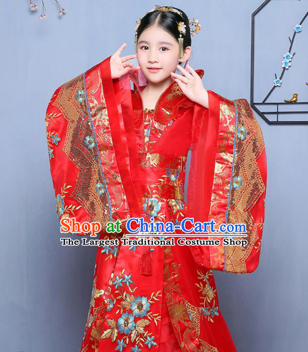 China Ancient Imperial Consort Garment Costume Traditional Girl Performance Red Hanfu Dress Tang Dynasty Princess Clothing