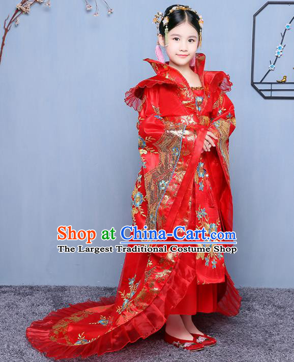 China Ancient Imperial Consort Garment Costume Traditional Girl Performance Red Hanfu Dress Tang Dynasty Princess Clothing