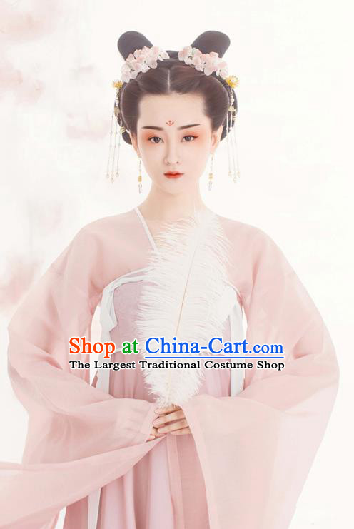 China Tang Dynasty Court Maid Pink Hanfu Dress Ancient Goddess Fairy Garment Costumes