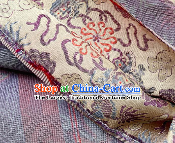 China Classical Kylin Pattern Tapestry Traditional Hanfu Silk Fabric Qipao Dress Beige Song Brocade Tang Suit Damask